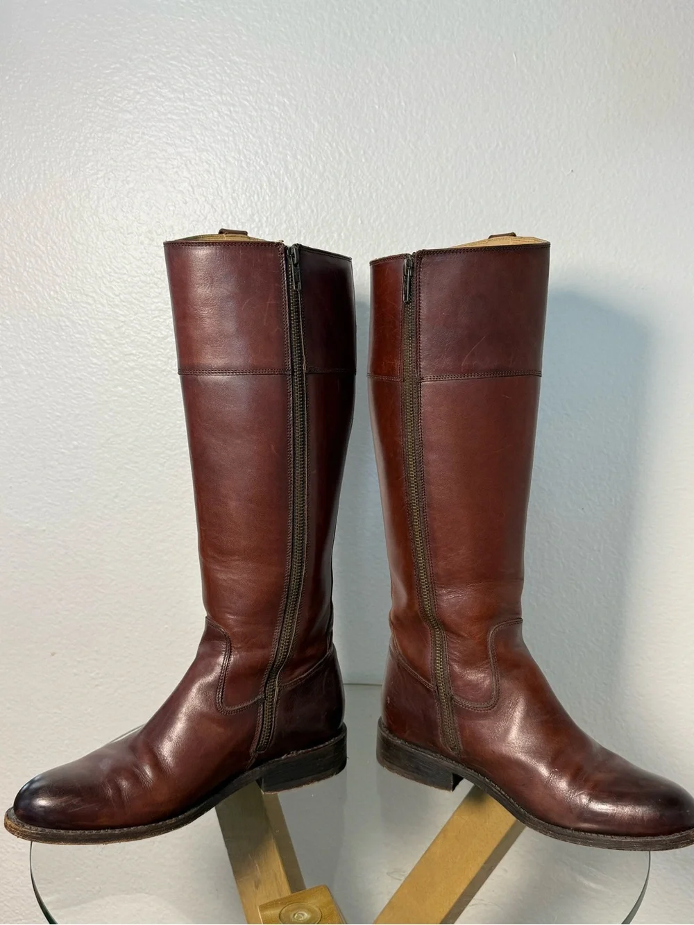 Frye Jayden Button Tall Riding Boots Redwood Wide Extended Calf - Picture 4 of 12